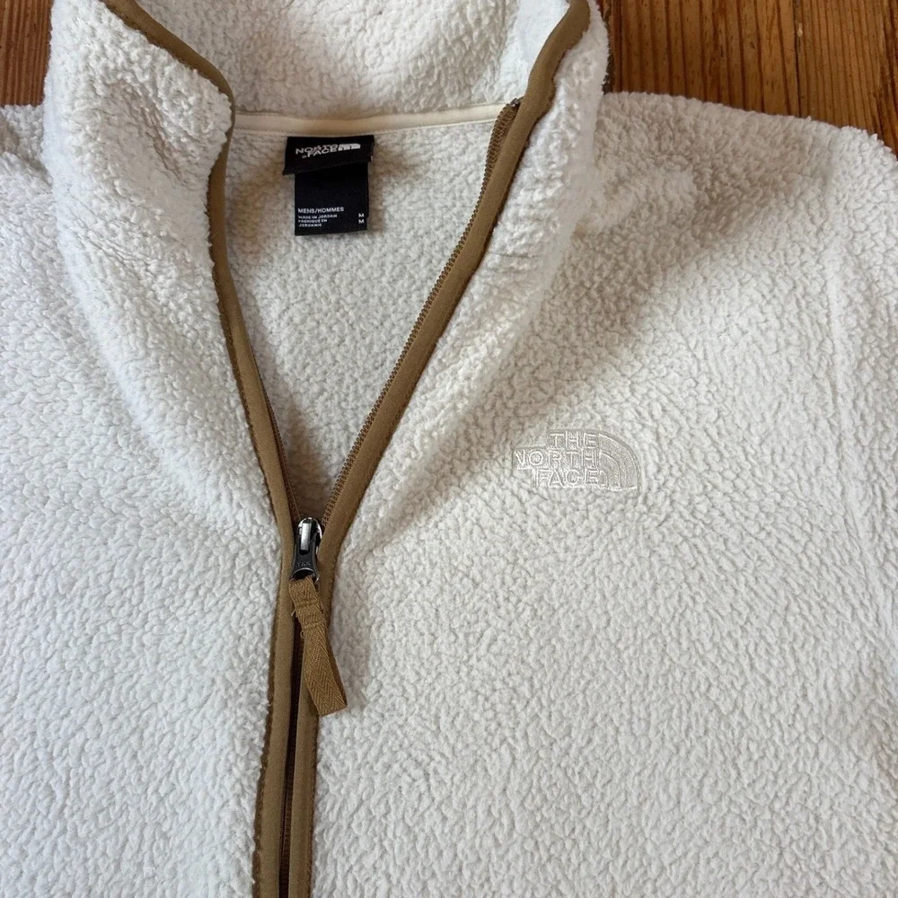 The North Face Fleece Jacket Mens White Sherpa Full Zip Mock Neck SIZE Medium